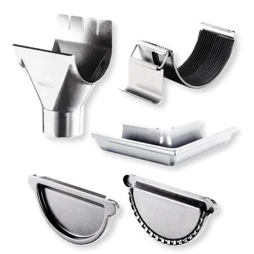 Dachrinnen Zubehör mit Ablaufstutzen, Rinnenverbinder, Außenecke und Rinnenboden in verzinkter Ausführung